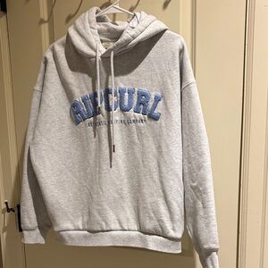 Rip Curl (XS) Light Gray Oversize Hoodie with Blue Rip Curl Logo